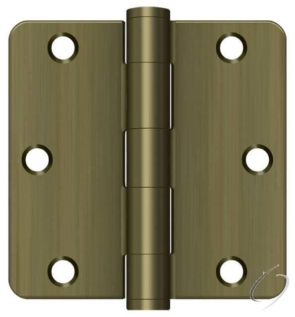 S35R4Heavy Duty5 3-1/2" x 3-1/2" x 1/4" Radius Hinge; Heavy Duty; Antique Brass Finish