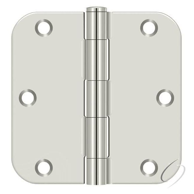 S35R514 3-1/2" x 3-1/2" x 5/8" Radius Hinge; Residential Thickness; Bright Nickel Finish