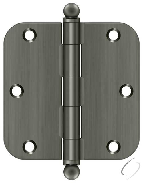 S35R515A-BT 3-1/2" x 3-1/2" x 5/8" Radius Hinge; with Ball Tips; Antique Nickel Finish