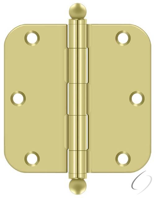 S35R53-BT 3-1/2" x 3-1/2" x 5/8" Radius Hinge; with Ball Tips; Bright Brass Finish