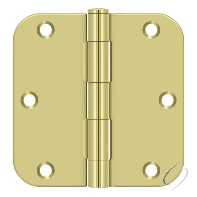 S35R53 3-1/2" x 3-1/2" x 5/8" Radius Hinge; Residential Thickness; Bright Brass Finish