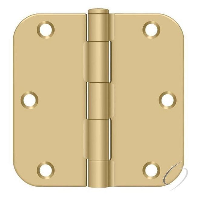 S35R54 3-1/2" x 3-1/2" x 5/8" Radius Hinge; Residential Thickness; Satin Brass Finish