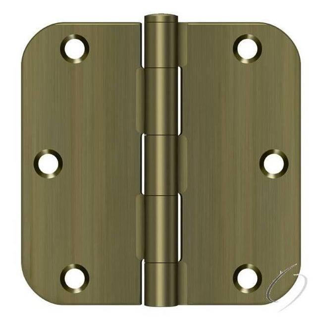 S35R55 3-1/2" x 3-1/2" x 5/8" Radius Steel Hinge - Antique Brass - 2-Pack