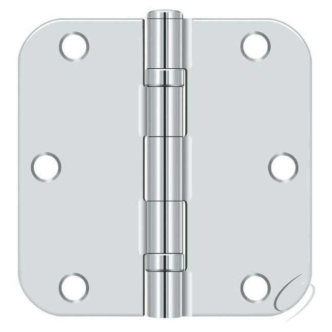 S35R5BB26 3-1/2" x 3-1/2" x 5/8" Radius Hinge; Ball Bearing; Bright Chrome Finish
