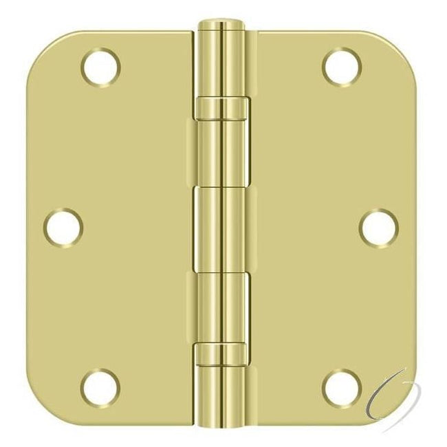 S35R5BB3 3-1/2" x 3-1/2" x 5/8" Radius Hinge; Ball Bearing; Bright Brass Finish