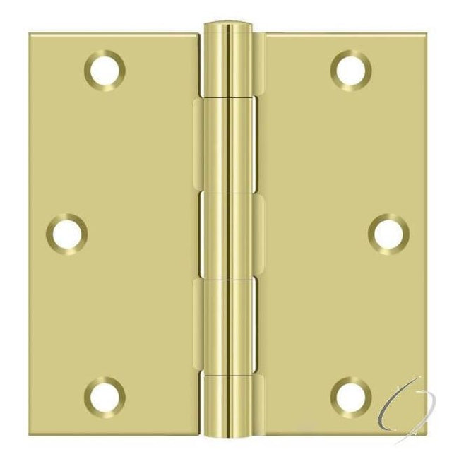 S35U3-R 3-1/2" x 3-1/2" Square Hinge; Bright Brass Finish