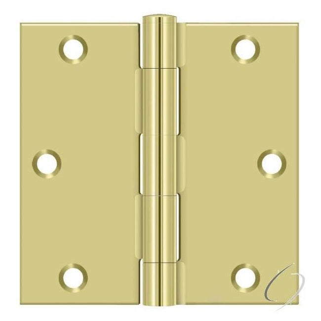 S35U3-R 3-1/2" x 3-1/2" Square Hinge; Bright Brass Finish - 2-Pack