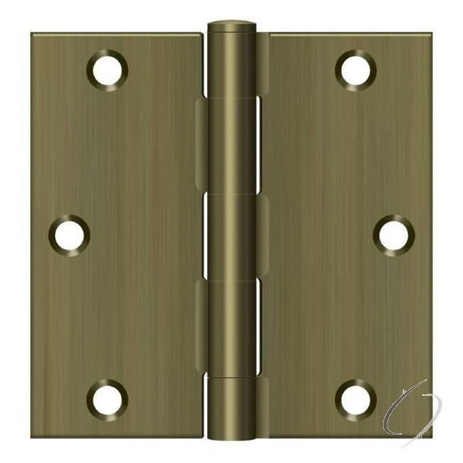 S35U5-R 3-1/2" x 3-1/2" Square Hinge; Antique Brass Finish