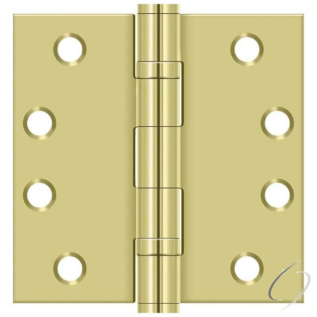 S44HDBB3 4" x 4" Square Hinge; Heavy Duty; Ball Bearings; Bright Brass Finish