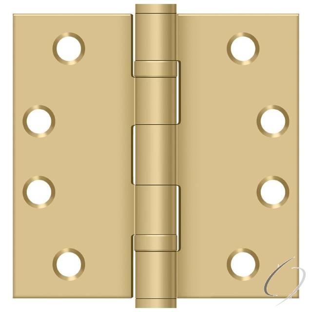 S44HDBB4 4" x 4" Square Hinge; Heavy Duty; Ball Bearings; Satin Brass Finish