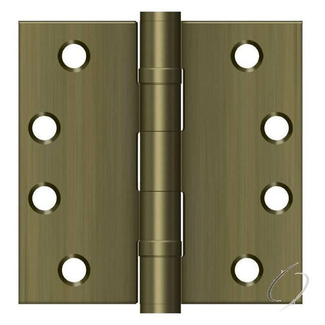 S44HDBB5 4" x 4" Square Hinge; Heavy Duty; Ball Bearings; Antique Brass Finish