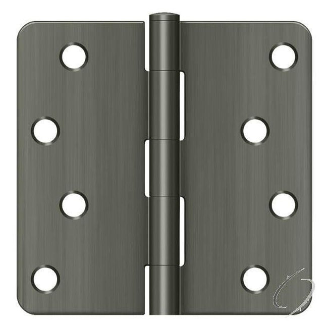 S44R415A 4" x 4" x 1/4" Radius Hinge; Antique Nickel Finish