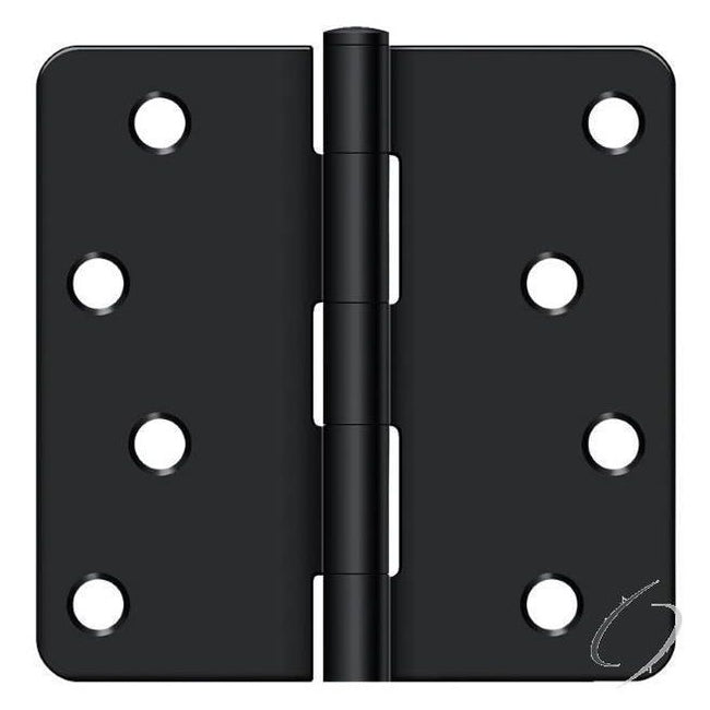 S44R41B 4" x 4" x 1/4" Radius Hinge; Flat Black Finish