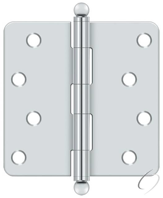 S44R426-BT 4" x 4" x 1/4" Radius Hinge; with Ball Tips; Bright Chrome Finish