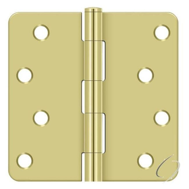 S44R43 4" x 4" x 1/4" Radius Hinge; Bright Brass Finish