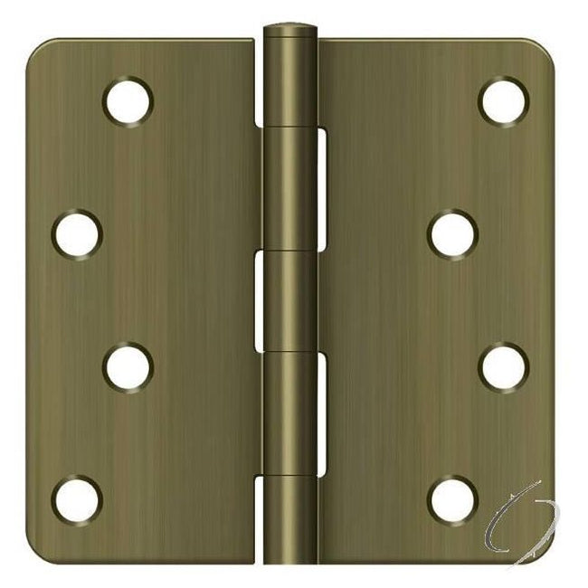 S44R45 4" x 4" x 1/4" Radius Hinge; Antique Brass Finish