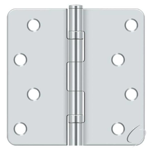 S44R4BB26 4" x 4" x 1/4" Radius Hinge; Ball Bearings; Bright Chrome Finish