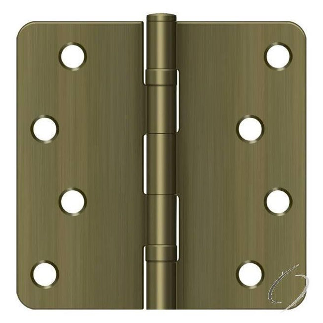 S44R4BB5 4" x 4" x 1/4" Radius Hinge; Ball Bearings; Antique Brass Finish