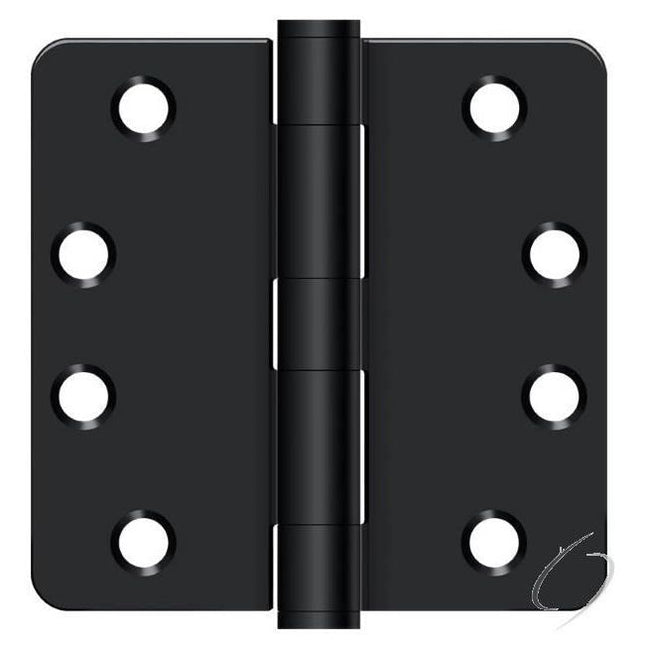 S44R4Heavy Duty1B 4" x 4" x 1/4" Radius Hinge; Heavy Duty; Flat Black Finish