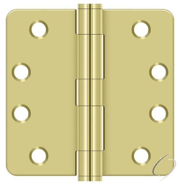 S44R4Heavy Duty3 4" x 4" x 1/4" Radius Hinge; Heavy Duty; Bright Brass Finish