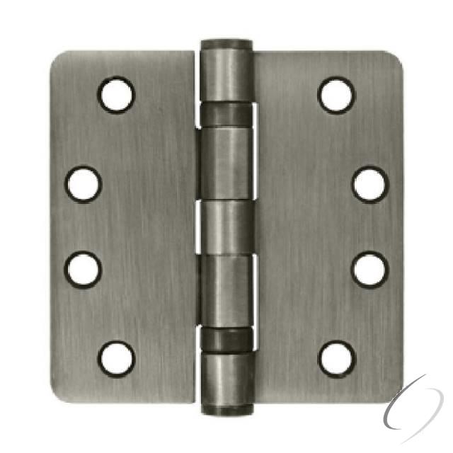 S44R4HDB15A 4" x 4" x 1/4" Radius Hinge; Heavy Duty; Ball Bearings; Antique Nickel Finish