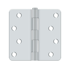 S44R4N26 4" x 4" x 1/4" Radius Hinge; Heavy Duty; Bright Chrome Finish