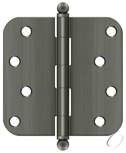 S44R515A-BT 4" x 4" x 5/8" Radius Hinge; with Ball Tips; Antique Nickel Finish