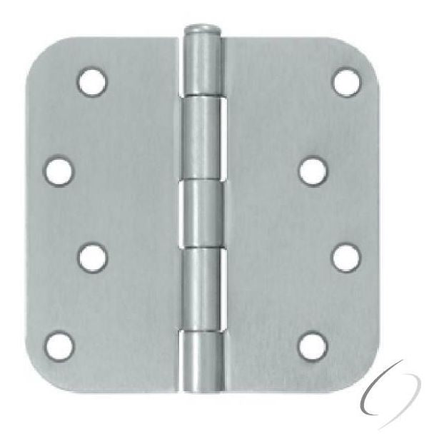 S44R526D 4" x 4" x 5/8" Radius Hinge; Satin Chrome Finish