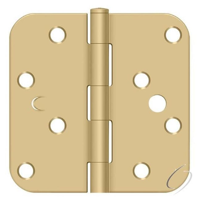 S44R54BMS 4" x 4" x 5/8" Radius Hinge; Bench Mark; Security; Satin Brass Finish