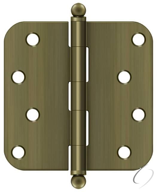 S44R55-BT 4" x 4" x 5/8" Radius Hinge; with Ball Tips; Antique Brass Finish