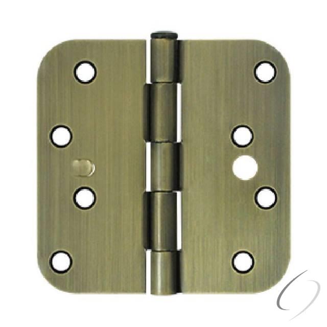 S44R55-SEC 4" x 4" x 5/8" Radius Hinge; Security; Antique Brass Finish