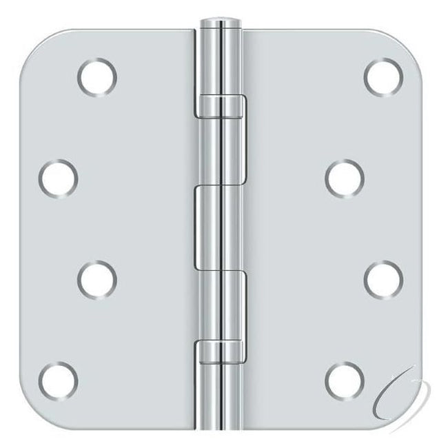 S44R5BB26 4" x 4" x 5/8" Radius Hinge; Ball Bearings; Bright Chrome Finish