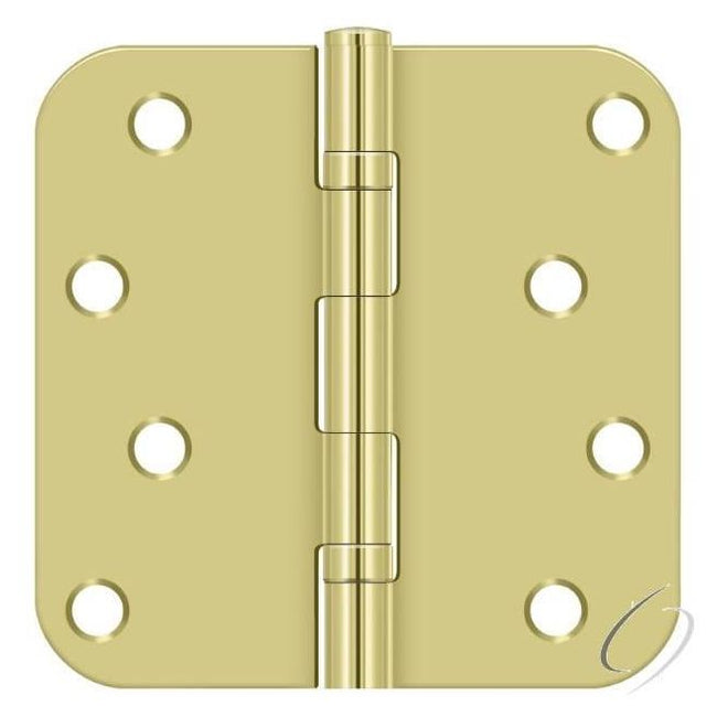 S44R5BB3 4" x 4" x 5/8" Radius Hinge; Ball Bearings; Bright Brass Finish
