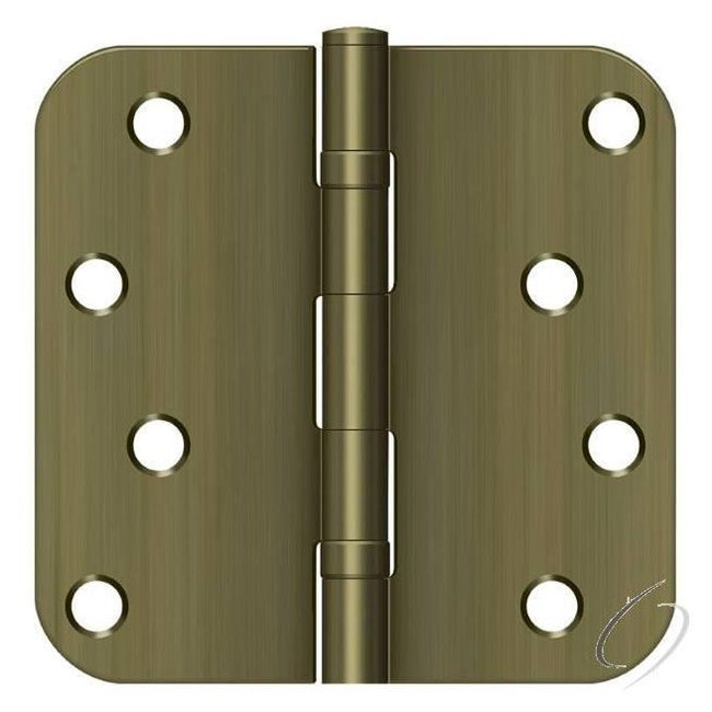 S44R5BB5 4" x 4" x 5/8" Radius Hinge; Ball Bearings; Antique Brass Finish