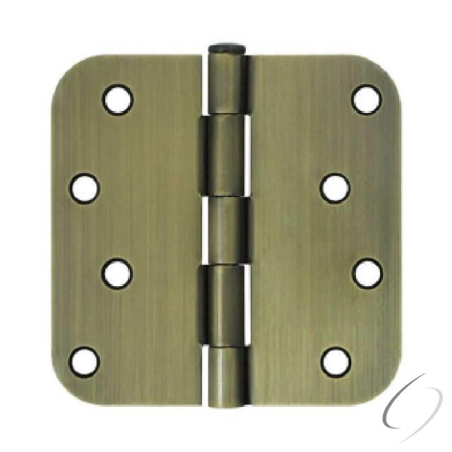 S44R5BK5 4" x 4" x 5/8" Radius Hinge in Bulk Pack; Antique Brass Finish - * Bulk Packs Must