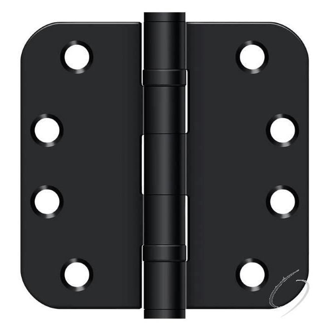 S44R5HDB1B 4" x 4" x 5/8" Radius Hinge; Heavy Duty; Ball Bearings; Flat Black Finish
