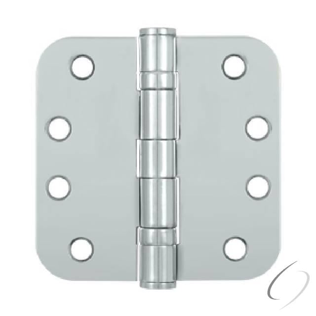 S44R5HDB26 4" x 4" x 5/8" Radius Hinge; Heavy Duty; Ball Bearings; Bright Chrome Finish