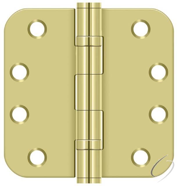 S44R5HDB3 4" x 4" x 5/8" Radius Hinge; Heavy Duty; Ball Bearings; Bright Brass Finish
