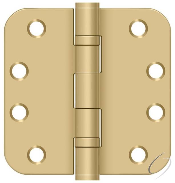 S44R5HDB4 4" x 4" x 5/8" Radius Hinge; Heavy Duty; Ball Bearings; Satin Brass Finish