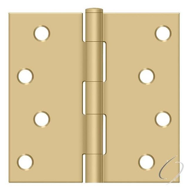 S44U4-R 4" x 4" Square Hinge; Satin Brass Finish