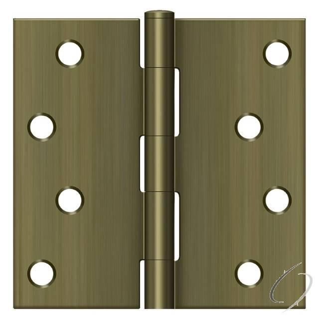 S44U5-R 4" x 4" Square Hinge; Antique Brass Finish