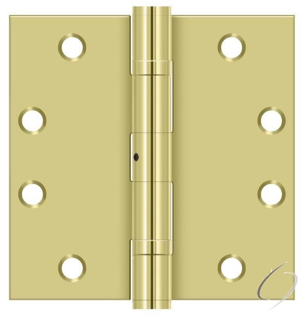 S45BBNU3 4-1/2" x 4-1/2" Square Hinge; Heavy Duty; Ball Bearings; Bright Brass Finish