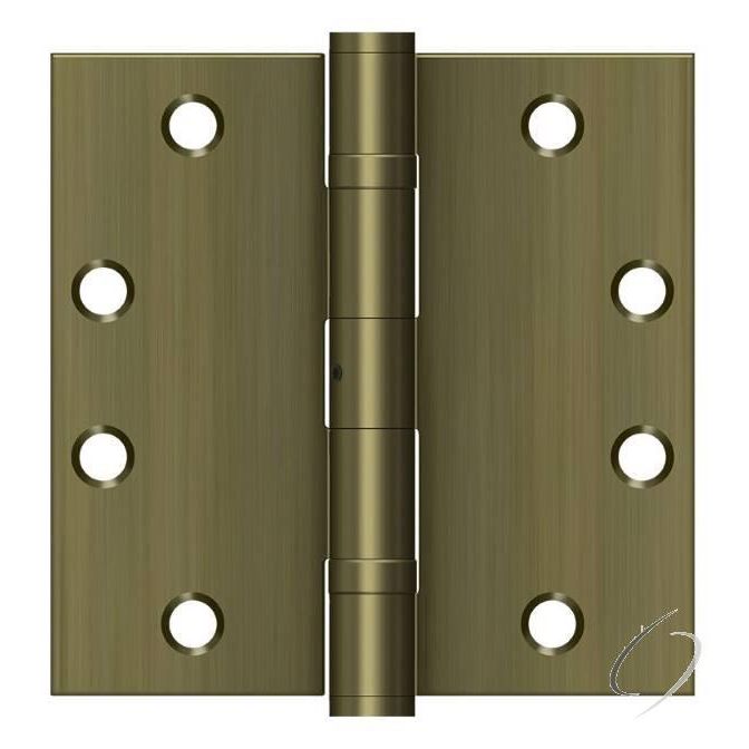 S45BBNU5 4-1/2" x 4-1/2" Square Hinge; Heavy Duty; Ball Bearings; Antique Brass Finish