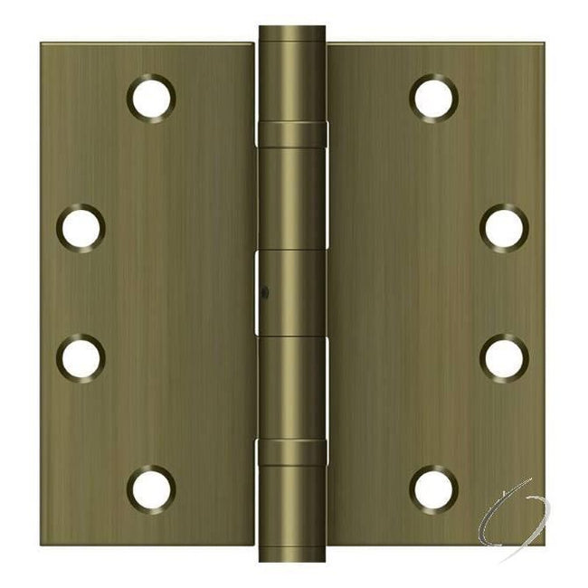 S45BBNU5 4-1/2" x 4-1/2" Square Hinge; Heavy Duty; Ball Bearings; Antique Brass Finish