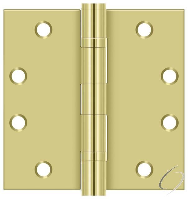 S45BBU3 4-1/2" x 4-1/2" Square Hinge; Heavy Duty; Ball Bearings; Bright Brass Finish