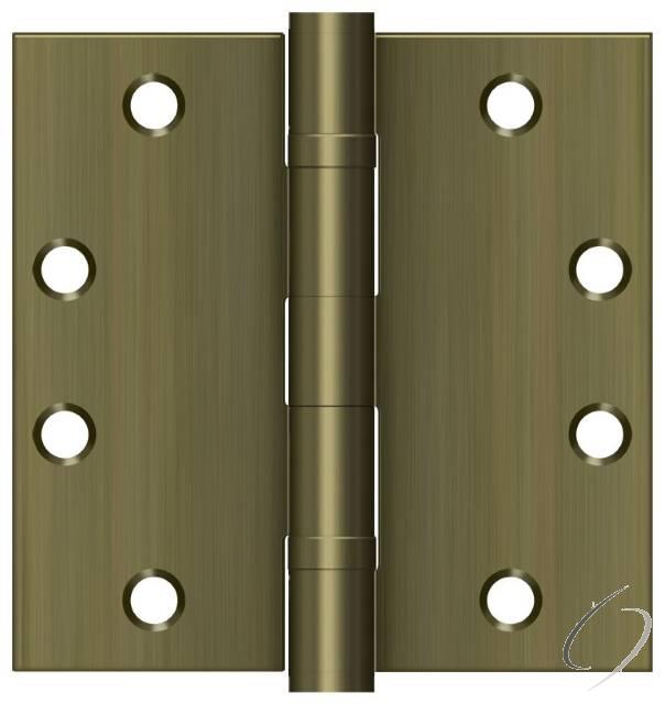 S45BBU5 4-1/2" x 4-1/2" Square Hinge; Heavy Duty; Ball Bearings; Antique Brass Finish