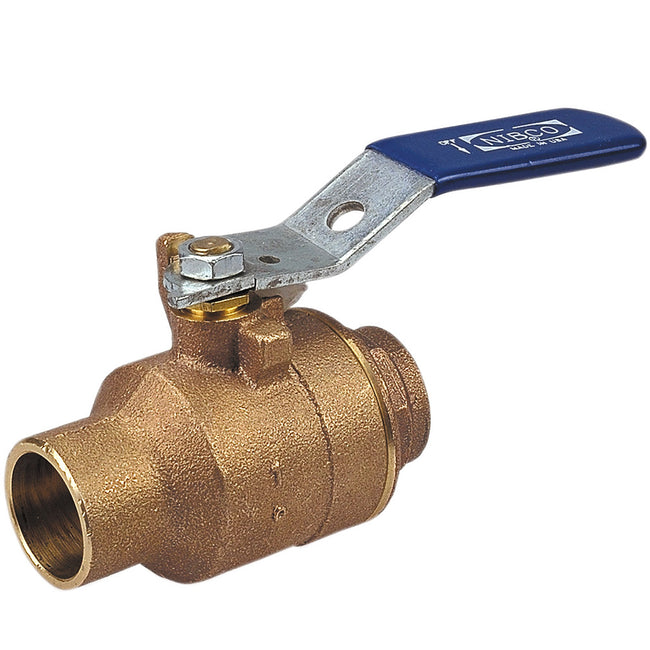 NJ8310B - 1-1/4" Full Port Bronze Ball Valve with Lever Handle - Sweat x Sweat
