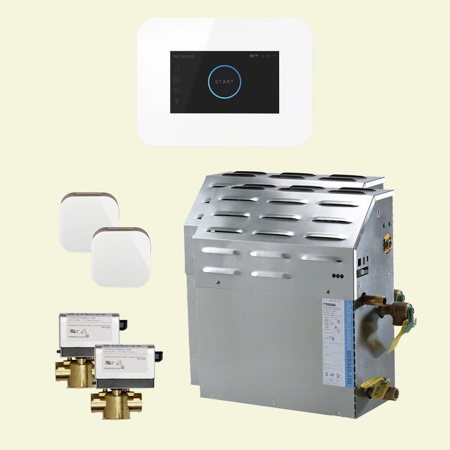 20kW Steam Bath Generator with iSteam3 AutoFlush 2 Package in White