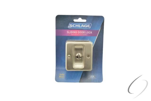 Solid Brass Carded Privacy Sliding Door Lock Satin Nickel Finish