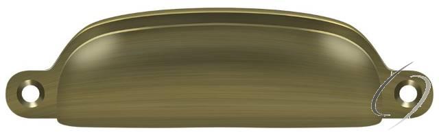 SHP29U5 Exposed Shell Pull 4"; Antique Brass Finish